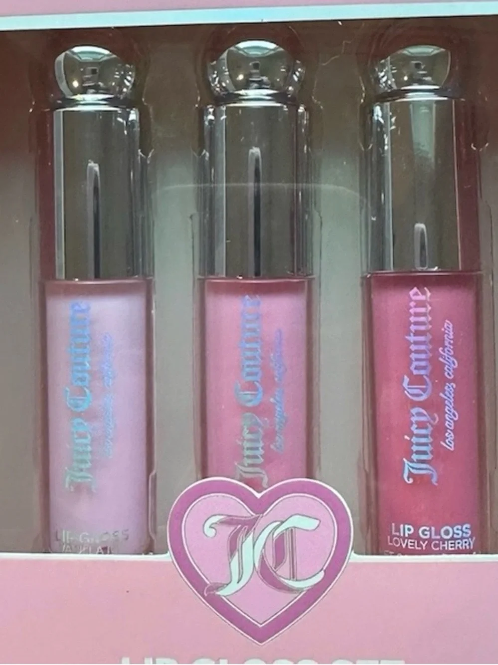 Juicy Couture Lip Gloss Set 3pc Vanilla Ice Strawberry Cream Lovely Cherry New